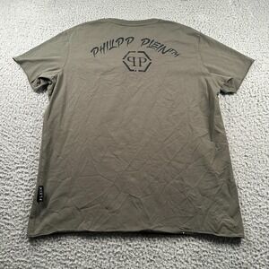 Philipp Plein Mens T-Shirt Gray Size 2XL(XL Fits) Logo Graphic Made In Italy